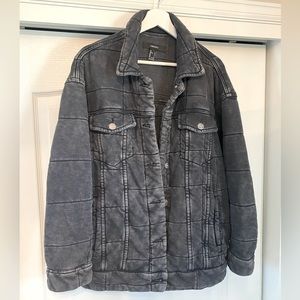 Forever 21 mineral washed quilted jacket - washed black